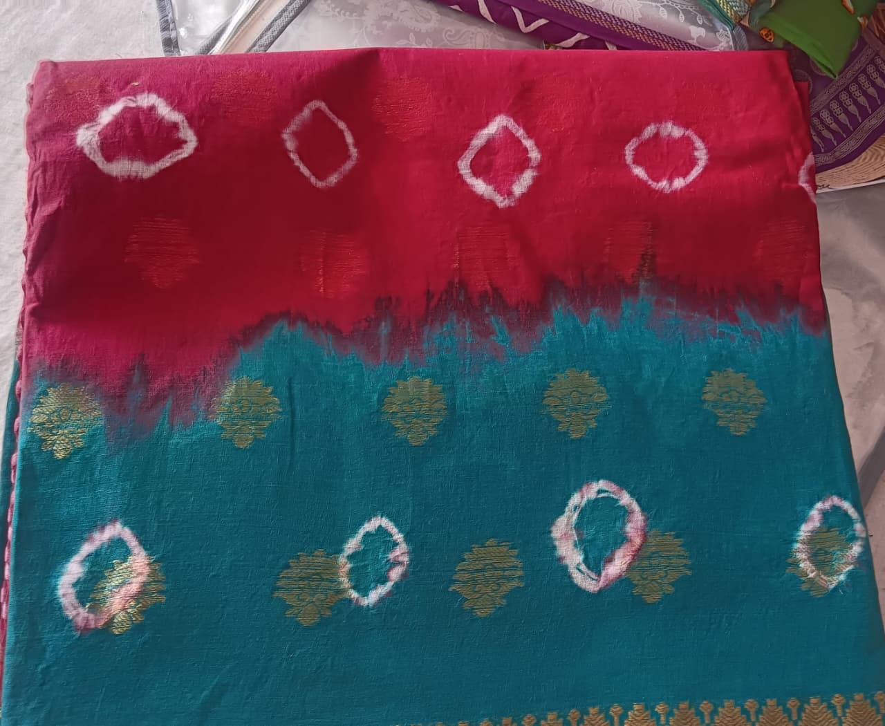 Pure Bandhej Saree – Black & Purple
